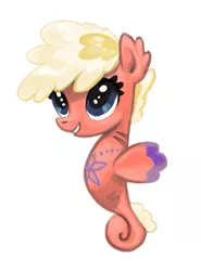 Size: 535x722 | Tagged: artist:needsmoarg4, baby sea spray, derpibooru import, ear fluff, g1, safe, sea pony, sea sparkle baby sea ponies, simple background, smiling, solo, white background