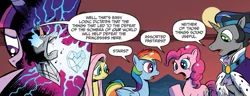 Size: 899x345 | Tagged: safe, derpibooru import, idw, fluttershy, king sombra, pinkie pie, rainbow dash, twilight sparkle, twilight sparkle (alicorn), alicorn, pony, spoiler:comic, spoiler:comic19, female, good king sombra, mare