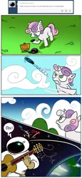 Size: 1280x2780 | Tagged: artist:catfood-mcfly, astronaut, cloud, comic, fury belle, guitar, human, rock, safe, sign, space, sweetie belle, throwing, tumblr
