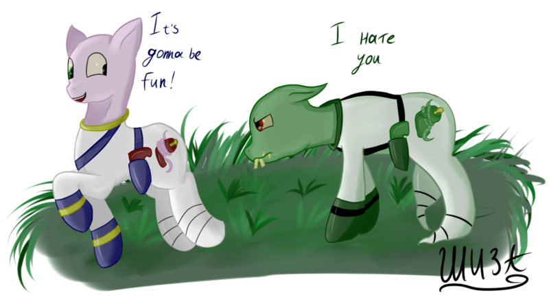 Size: 1201x665 | Tagged: artist:shizaluckydevil, derpibooru import, earthworm jim, evil jim, jim, ponified, safe