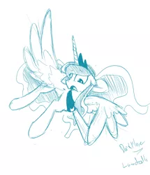 Size: 1280x1490 | Tagged: artist:darkflame75, derpibooru import, flying, lunadoodle, monochrome, princess luna, safe, solo