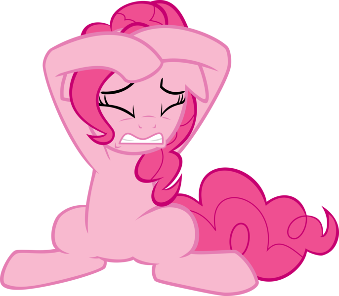 Size: 6000x5250 | Tagged: absurd resolution, artist:decompressor, covering, derpibooru import, eyes closed, pinkie pie, safe, scared, simple background, solo, transparent background, vector