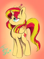 Size: 1018x1354 | Tagged: safe, artist:farewelldecency, deleted from derpibooru, derpibooru import, sunset shimmer, alicorn, pony, alicornified, princess, race swap, shimmercorn, solo