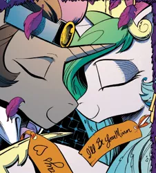 Size: 884x976 | Tagged: safe, artist:andypriceart, derpibooru import, idw, king sombra, princess celestia, alicorn, pony, unicorn, reflections, spoiler:comic, spoiler:comic19, andy price is trying to murder us, andy you magnificent bastard, boop, celestibra, cropped, cute, cutelestia, embrace, eyes closed, female, good king sombra, male, mare, noseboop, nuzzling, shipping, smiling, sombradorable, song reference, stallion, still a better love story than twilight, straight, sweet dreams fuel, tanabata, the velvet underground, the velvet underground & nico
