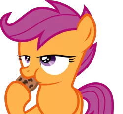 Size: 6000x5602 | Tagged: safe, artist:sir-teutonic-knight, derpibooru import, scootaloo, pegasus, pony, absurd resolution, chocolate, cookie, cute, cutealoo, eating, simple background, solo, transparent background, vector