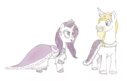 Size: 1083x695 | Tagged: artist:tamirkaden, beard, clothes, crown, derpibooru import, female, male, prince blueblood, rariblood, rarity, safe, shipping, straight, tiara, traditional art