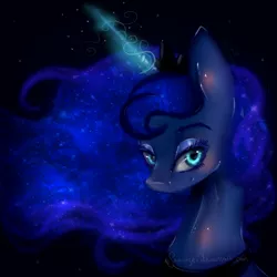 Size: 2000x2000 | Tagged: artist:saoiirse, derpibooru import, princess luna, safe, smirk, solo, stars