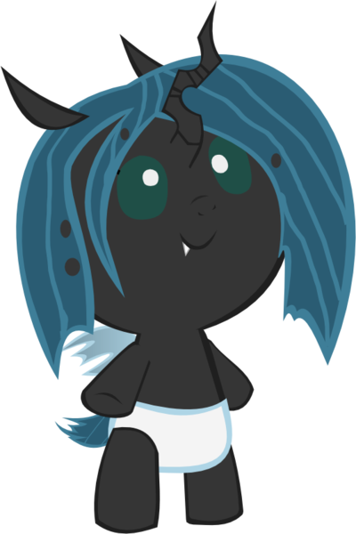 Size: 556x835 | Tagged: safe, artist:megarainbowdash2000, derpibooru import, queen chrysalis, pony, baby, baby pony, bipedal, cute, cutealis, diaper, fangs, foal, simple background, smiling, solo, transparent background, vector