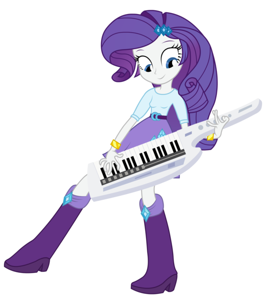 Size: 3056x3472 | Tagged: safe, artist:negasun, derpibooru import, rarity, equestria girls, rainbow rocks, blouse, boots, bracelet, clothes, jewelry, keytar, musical instrument, shoes, skirt, solo, vector