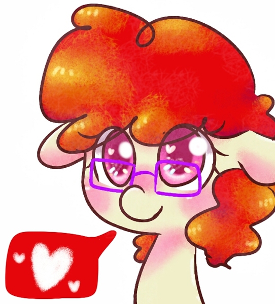 Size: 614x680 | Tagged: artist:danadyu, ask, ask twist, blushing, cute, derpibooru import, floppy ears, glasses, heart, heart eyes, looking at you, safe, smiling, solo, tumblr, twist