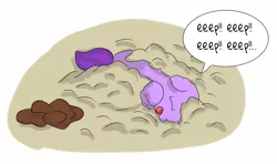 Size: 649x383 | Tagged: abandoned, artist:carpdime, buried alive, derpibooru import, fluffy pony, fluffy pony foal, litterbox, poop, safe, solo