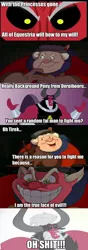 Size: 646x1842 | Tagged: coachman, derpibooru import, exploitable meme, fourth wall, lord tirek, meme, nightmare fuel, pinocchio, semi-grimdark, tirek is doomed, tirek vs everyone meme