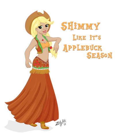 Size: 400x489 | Tagged: applejack, artist:zellykat, belly button, belly dancer, belly dancer outfit, bikini top, cleavage, clothes, derpibooru import, female, hat, human, humanized, jewelry, long skirt, midriff, safe, shoes, simple background, skirt, solo, transparent background