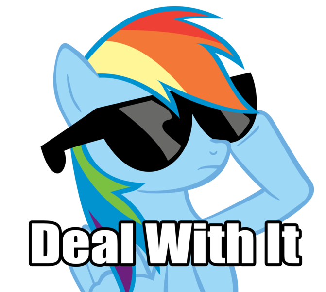 Size: 3354x3000 | Tagged: artist:j-brony, deal with it, derpibooru import, image macro, meme, rainbow dash, safe, simple background, solo, sunglasses, transparent background, vector