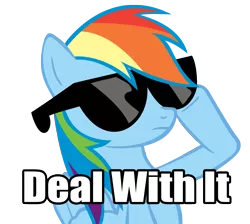 Size: 3354x3000 | Tagged: artist:j-brony, deal with it, derpibooru import, image macro, meme, rainbow dash, safe, simple background, solo, sunglasses, transparent background, vector