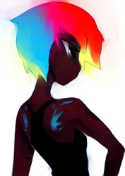 Size: 1000x1416 | Tagged: artist:iopichio, dark skin, derpibooru import, human, humanized, portrait, rainbow dash, safe, solo, tattoo