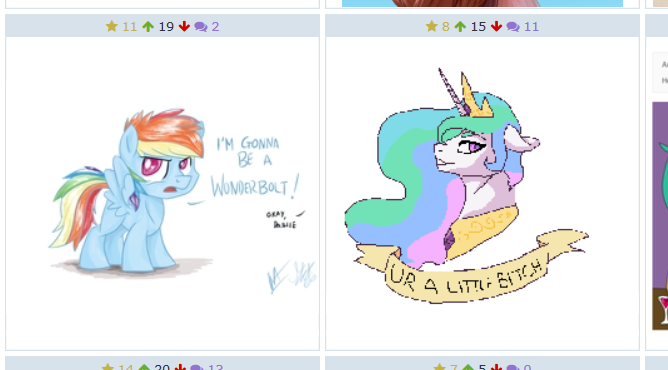 Size: 668x370 | Tagged: derpibooru, derpibooru import, exploitable meme, filly, juxtaposition, juxtaposition win, meme, meta, mouthpiece, princess celestia, rainbow dash, safe, vulgar