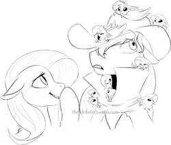 Size: 500x423 | Tagged: applejack, appleshy, artist:the-chibster, bat, cute, derpibooru import, female, flutterbat, fluttershy, lesbian, monochrome, safe, shipping, shyabetes, tumblr, vampire