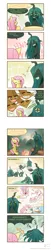 Size: 891x4333 | Tagged: safe, artist:howxu, derpibooru import, fluttershy, queen chrysalis, changeling, changeling queen, hydra, nymph, pegasus, pony, blushing, changeling feeding, chrysalis's fluttered adventure, chrysashy, comic, cute, cute citizens of wuvy-dovey land, cutealis, female, hnnng, innocent kitten, multiple heads, shyabetes