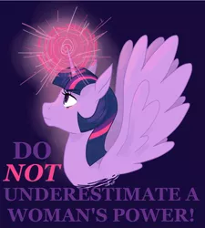 Size: 960x1065 | Tagged: safe, artist:macaroni-and-moths, derpibooru import, twilight sparkle, twilight sparkle (alicorn), alicorn, pony, female, feminism, feminist ponies, magic, mare, mouthpiece, positive ponies, profile, solo, spread wings, subversive kawaii