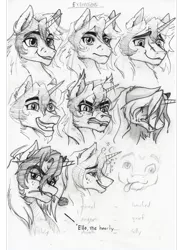 Size: 762x1049 | Tagged: artist:anightlypony, bedroom eyes, crying, derpibooru import, drunk, expressions, flirty, happy, meme, monochrome, oc, oc:nightly, rage face, safe, smiling, solo, traditional art, unofficial characters only