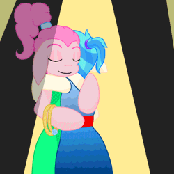 Size: 750x750 | Tagged: animated, artist:lincolm, dancing, female, lesbian, pinkie pie, prom, safe, shipping, slow dancing, vinylpie, vinyl scratch