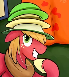 Size: 648x720 | Tagged: safe, artist:thedoggygal, derpibooru import, big macintosh, earth pony, pony, hat, male, solo, stallion