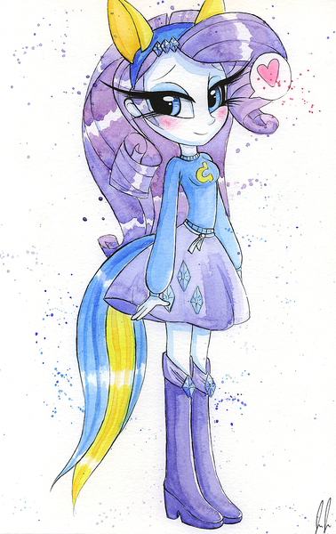 Size: 711x1130 | Tagged: safe, artist:prettypinkpony, derpibooru import, rarity, equestria girls, humanized, solo