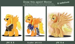 Size: 1255x744 | Tagged: safe, artist:ruhisu, derpibooru import, oc, oc:brave wing, unofficial characters only, pegasus, pony, 2013, 2014, armor, artist progress, clothes, commission, draw this again, jacket, looking at you, male, prince, profile, prosthetics, raised hoof, request, smiling, smirk, soldier, solo, spread wings, stallion, standing, sunglasses