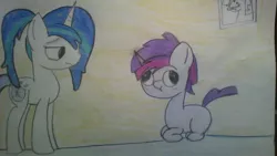 Size: 1024x576 | Tagged: artist:macroscopicponies, derp, derpibooru import, dusk shine, gleaming shield, rule 63, safe, shining armor, traditional art, twilight sparkle, unamused