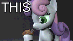 Size: 480x270 | Tagged: safe, artist:fruitymilk, derpibooru import, sweetie belle, pony, robot, robot pony, unicorn, 3d, animated, crossover, death, decapitated, decapitation, does not compute, exploding head, explosion, female, filly, fire, foal, food, gif, glados, hooves, horn, logic bomb, mind blown, on fire, paradox, portal (valve), portal 2, potato, potato battery, self-destruct, solo, source filmmaker, sweetie bot, video, wide eyes