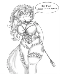 Size: 604x746 | Tagged: anthro, anthro oc, artist:idiotfarm, breasts, cleavage, clothes, derpibooru import, female, frilly underwear, hoers, horseface, lingerie, monochrome, oc, ribbon, solo, solo female, suggestive, underwear, unofficial characters only