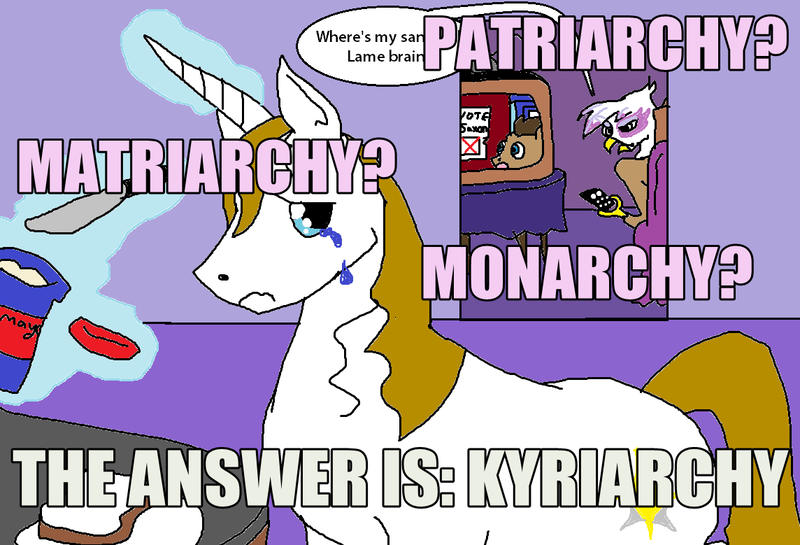 Size: 1144x779 | Tagged: safe, derpibooru import, doctor whooves, gilda, prince blueblood, time turner, gryphon, abuse, blueabuse, drama, femdom, image macro, kyriarchy, matriarchy, mayonnaise, meme, misandry, patriarchy, sandwich, sexism, slave