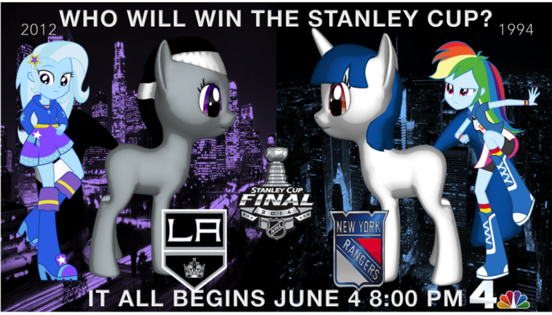 Size: 1024x585 | Tagged: safe, artist:j4lambert, derpibooru import, rainbow dash, trixie, pony, equestria girls, bracket, hockey, los angeles, los angeles kings, new york, new york rangers, nhl, stanley cup, stanley cup finals, stanley cup playoffs