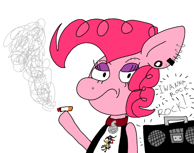 Size: 1314x1038 | Tagged: safe, artist:worstponayfan, derpibooru import, pinkie pie, cigarette, smoking, solo