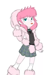 Size: 556x850 | Tagged: safe, artist:carnifex, derpibooru import, oc, oc:fluffle puff, unofficial characters only, equestria girls, clothes, equestria girls-ified, female, hoodie, jacket, kilt, necklace, skirt, socks, solo, sporran, thigh highs, tongue out, tumblr