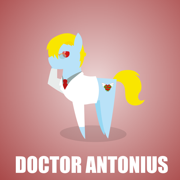 Size: 800x800 | Tagged: safe, artist:aha-mccoy, derpibooru import, oc, oc:tony starkehuf, unofficial characters only, earth pony, pony, nopony-ask-mclovin, clothes, glasses, lab coat, male, necktie, pointy ponies, solo, stallion