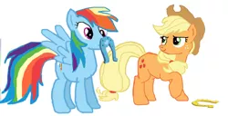 Size: 900x462 | Tagged: applejack, artist:jbond, derpibooru import, horseshoes, rainbow dash, safe