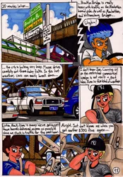 Size: 1380x1984 | Tagged: artist:newyorkx3, comic, comic:twilight and the big city, derpibooru import, flash sentry, ford, human, pickup truck, safe, traditional art