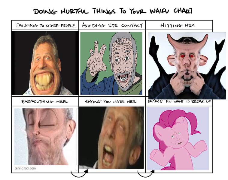 Size: 1280x1012 | Tagged: barely pony related, doing hurtful things, explicit description, faic, grimdark in the description, makes no sense, meme, michael rosen, not salmon, obligatory pony, pinkie pie, safe, wat, why, wtf, youtube poop