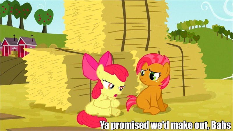 Size: 960x539 | Tagged: apple bloom, apple family reunion, appleseed, babs seed, derpibooru import, female, image macro, implied incest, lesbian, meme, safe, screencap, shipping
