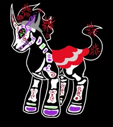 Size: 711x800 | Tagged: safe, artist:violetmagician, derpibooru import, king sombra, pony, unicorn, black background, dia de los muertos, male, simple background, solo, stallion