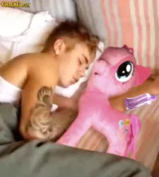 Size: 550x611 | Tagged: cracked, derpibooru import, funrise, human, irl, irl human, justin bieber, photo, photoshop, pinkie pie, plushie, safe