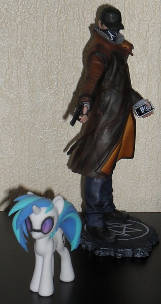 Size: 1467x2768 | Tagged: 3d print, aiden pearce, artist:hashbro, collector, derpibooru import, safe, vinyl scratch, watch dogs