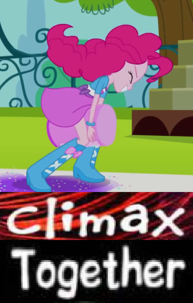 Size: 528x827 | Tagged: suggestive, artist:subscrewedup, derpibooru import, pinkie pie, equestria girls, pinkie on the one, rainbow rocks, 4chan, expand dong, exploitable meme, glitter, implied sex, meme, reaction image, solo