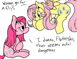 Size: 751x576 | Tagged: safe, artist:thepiplup, derpibooru import, fluttershy, pinkie pie, personality swap, pinkamena diane pie