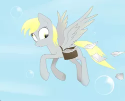 Size: 3200x2600 | Tagged: safe, artist:plasmaquant, derpibooru import, derpy hooves, pegasus, pony, bubble, female, flying, mail, mailbag, mare, solo