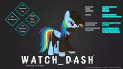 Size: 1920x1080 | Tagged: aiden pearce, artist:djthunderbolt, cosplay, crossover, rainbow dash, safe, solo, wallpaper, watch dogs