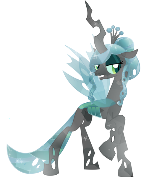 Size: 4767x6000 | Tagged: absurd resolution, alternate hairstyle, artist:princeofrage, crystallized, queen chrysalis, safe, smiling, solo