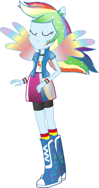 Size: 3423x6500 | Tagged: safe, artist:theshadowstone, derpibooru import, rainbow dash, equestria girls, colored wings, humanized, multicolored wings, ponied up, rainbow power, rainbow wings, simple background, solo, transparent background, vector, winged humanization